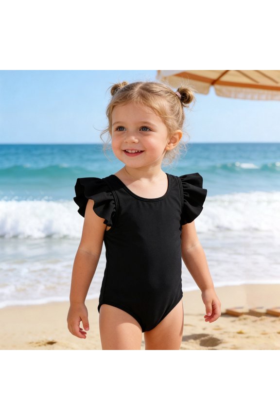 Girls' Backless Bowknot Bikini Swimsuit Two-Piece Set with Snap Closure for Beach Pool and Play