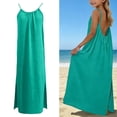 thumbnail image 1 of Girls Backless Cami Dress Sleeveless House Dress Green Girl Flowy Dress Maxi Sundress Cute Summer Dress, 1 of 6