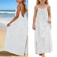 thumbnail image 1 of Girls Backless Cami Dresses Kids Spaghetti Strap Lounge Dress White Flowy Dresses Maxi Sundress Cute Beach Outfits for Girls, 1 of 6