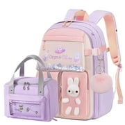 Girls Backpack Bunny Backpack With Lunch Bag Pendent-L