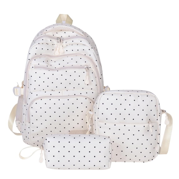 Girls Backpack Cute Polka Dots Backpack with Lunch Box Pencil Case Elementary Kids School Bag