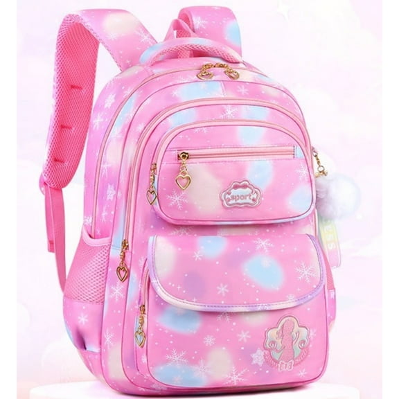 School Backpack for Girls Cute School Bag for Students Kids Large Book Bag with Multiple Pockets Splash-proof Bookbag for Children, Pink