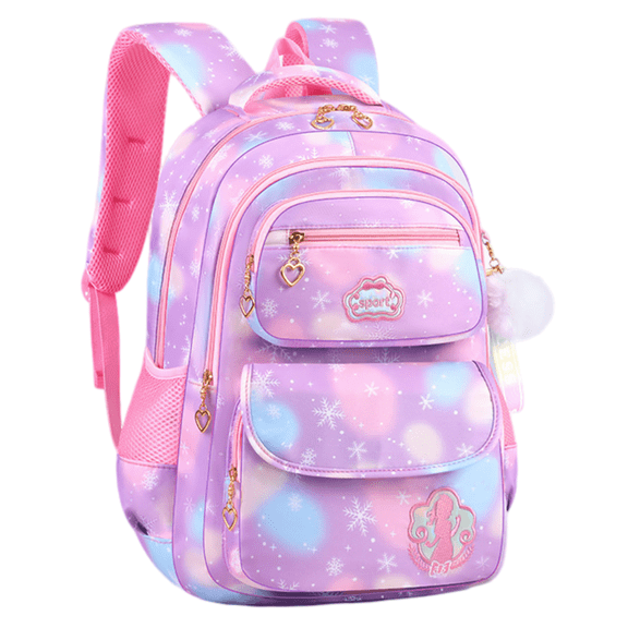 Girls Backpack Cute School Bag Large Multi Pockets Kids School Backpack Bookbag for Children, Purple