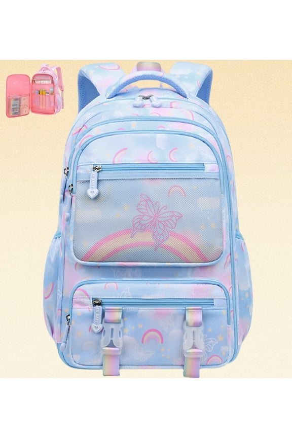 Girls Backpack, Kids Backpack for Girls with Multiple Pockets, Lightweight School Bookpack, Watrer Resistant, Bookbag for Elementary Primary School, Blue