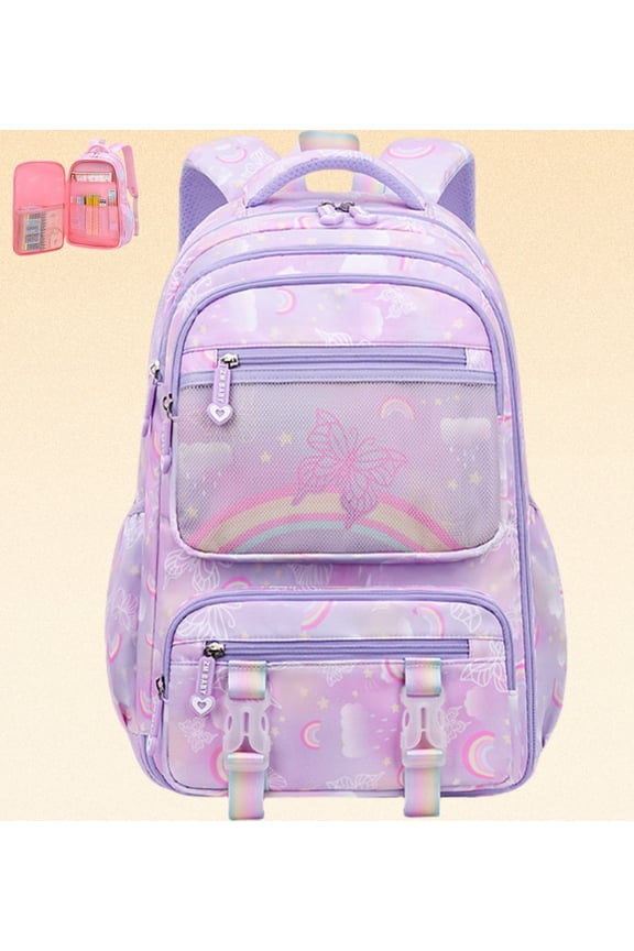 Girls Backpack, Kids Backpack for Girls with Multiple Pockets, Lightweight School Bookpack, Watrer Resistant, Bookbag for Elementary Primary School, Purple