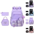 thumbnail image 1 of Girls Backpack with Lunch Box & Pencil Case Set, School Backpack for Girls with Large Water Bottle Holder Straps, Kids Backpack, Cute Bookbag for Elementary School & Travel (Purple), 1 of 5