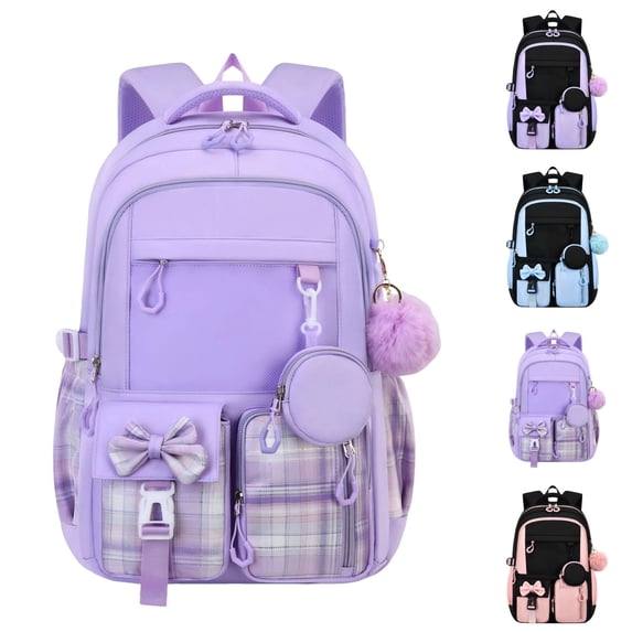 Girls Backpack School Bags Kids Elementary School Backpack for Girls Teens Cute Childrens Bookbags Casual Back Packs (Purple)