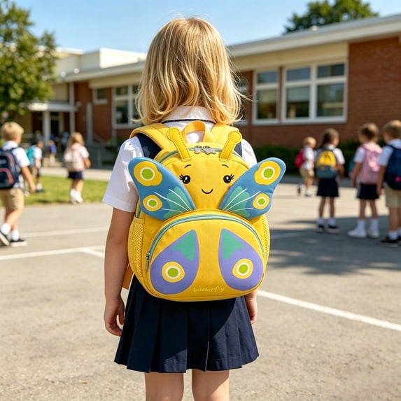 Girls Backpacks Face Pattern Kids Backpack High Visibility Durable School Everyday Daypack Yellow One Size