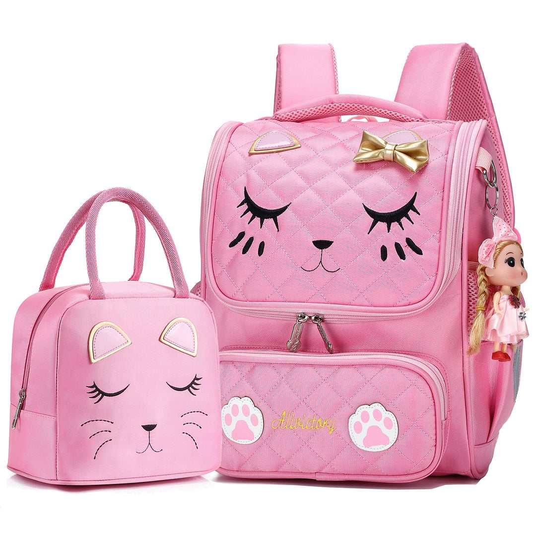  Robhomily Girls Backpack Kids Backpacks for Girls in Preschool  Kindergarten Elementary School,Cute Cat Backpack for Girls 4-8 Lightweight  Kawaii School Backpack 16 inch