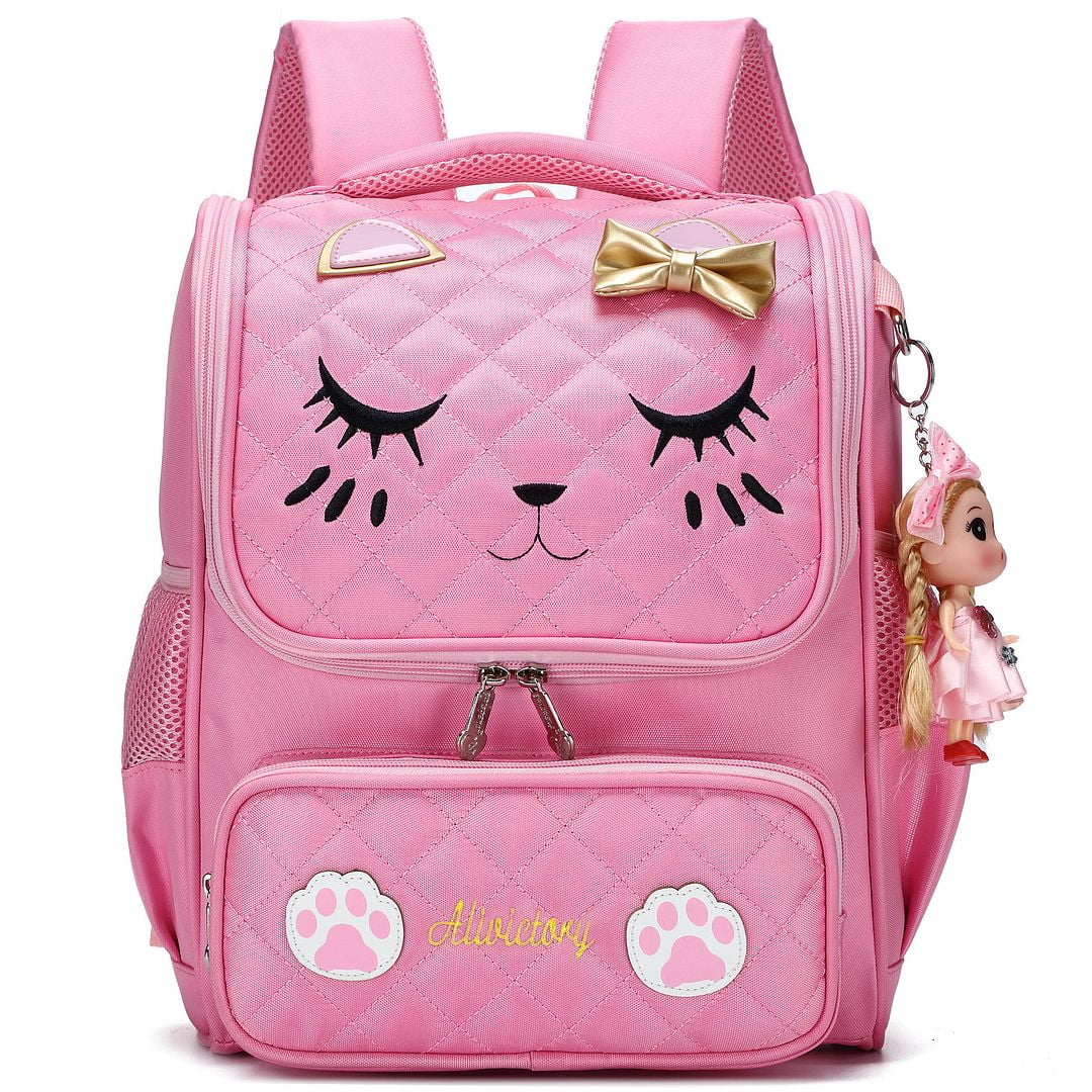 Cute Backpack For Girls 4-6 Multi-pocket Pink Waterproof Backpacks