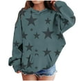 thumbnail image 1 of Girls Baggy Hoodies Stars Graphic Print Long Sleeve Unisex Hooded Sweatshirt Pullover Top for Ages 4-14T (7-8T, Navy), 1 of 4