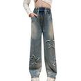 Girls Baggy Jeans Casual Wide Wide Leg Baggy Kids Jeans Street Wear