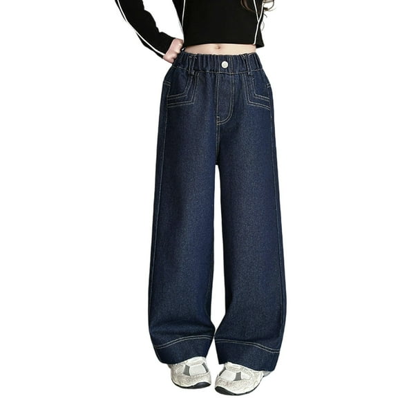 Girls Baggy Jeans Denim Elastic Wasit Wide Leg Baggy Pants Pants for Teen Girls Girls Pants Size