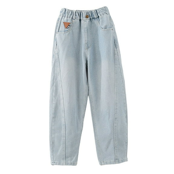 Girls Baggy Jeans Denim Elastic Wasit Wide Leg Pants Baggy Denim for Kids Girls 4-5 Years