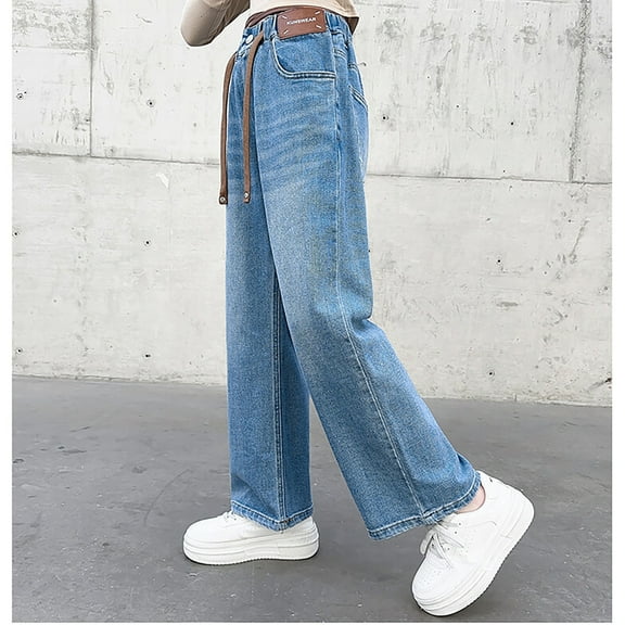 Girls Baggy Jeans Elastic Waist Wide Leg Jeans Teen Girl Clothes Kids Jeans Girls 7-8 Years Girls Fashion