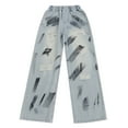 thumbnail image 1 of Girls Baggy Jeans Elastic Waist Wide Leg Pants Trousers Teen Girl Clothes Juniors Jeans, 1 of 7