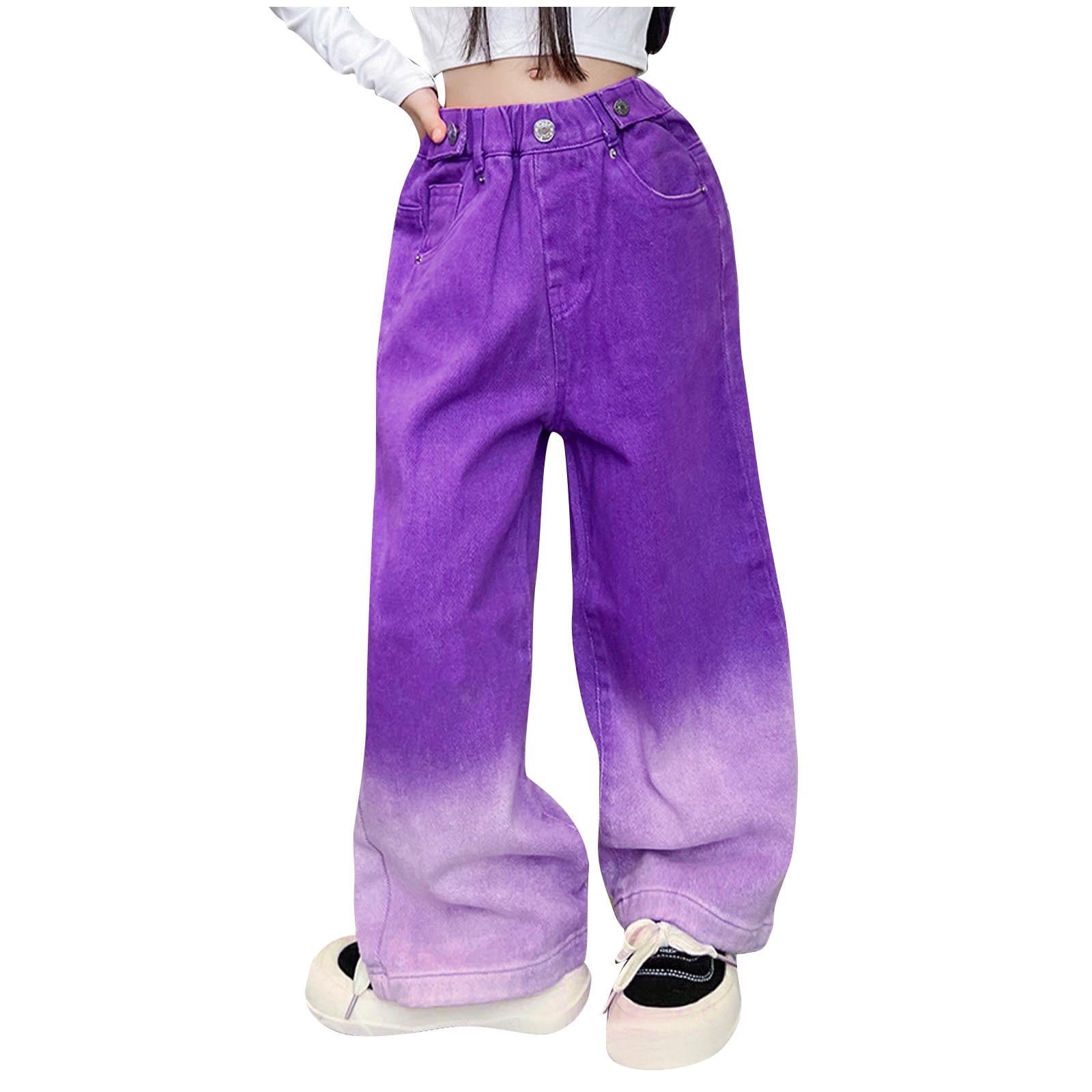 パンツ yardsale baggy denim pants purple Purple Wide Leg Jeans: Trendy High Waist Baggy Denim Pants for
