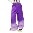 thumbnail image 1 of Girls Baggy Jeans Gradient Denim Pants for Teens Wide Leg Jeans with Pockets Casual Going out Jean Trousers Purple,7 Years, 1 of 3