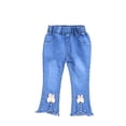 thumbnail image 1 of Girls Baggy Jeans Size 14-16 High Waisted Pull on Wide Leg Jeans Slim Fit Stretchy Soft Long Trousers Streetwear Back To School Clothes, 1 of 6