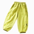 thumbnail image 1 of Girls Baggy Sweatpants Letter Patched Wide Leg Pants Elastic Waist Long Trousers Joggers Trendy 6-12 Months 12-24 Months 2T 3T 4T 5T 6T 7T 8T 9T Children Yellow 7-8 Years, 1 of 3