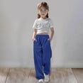 thumbnail image 1 of Girls Baggy Sweatpants Solid Open Bottom Joggers Pants Streetwear Casual Pull On Sport Pants With Pocket Blue, 1 of 6