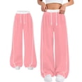 thumbnail image 1 of Girls Baggy Sweatpants Wide Leg High Waist Track Pants Athletic Streetwear Open Bottom School Sports Preppy Trousers, 1 of 6