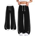 thumbnail image 1 of Girls Baggy Sweatpants Wide Leg High Waist Track Pants Athletic Streetwear Open Bottom School Sports Preppy Trousers, 1 of 6