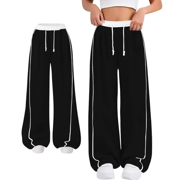 Girls Baggy Sweatpants Wide Leg High Waist Track Pants Athletic Streetwear Open Bottom School Sports Preppy Trousers