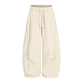 thumbnail image 1 of Girls Baggy Sweatpants Wide Leg Open Bottom Drawstring Athletic Track Pants School Barrel Leg Trousers with Pockets, 1 of 6