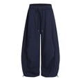 thumbnail image 1 of Girls Baggy Sweatpants Wide Leg Open Bottom Drawstring Athletic Track Pants School Barrel Leg Trousers with Pockets, 1 of 6