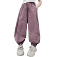 thumbnail image 1 of Girls Baggy Wide Leg Pants Kids Elastic Waist Parachute Track Pants with Pockets Tween Girls Trendy Clothes Bow Sweatpants, 1 of 3