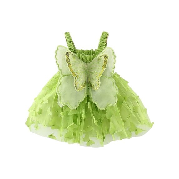Girls Ball Gown New Toddler Kids Kids Girls Cute Summer Mesh Solid Color Print Bow Suspenders Dress Skirt Toddler Easter Dresses Casual Party Tulle Sundress for Kids Green New
