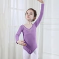thumbnail image 1 of Girls Ballet Dance Bodysuits 5-18Y Teens Juniors Long Sleeve Jumpsuits Casual One-Piece Solid Color Stretchy Slim-Fit Workout Bodysuit, 1 of 5