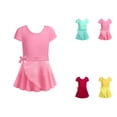 thumbnail image 1 of Girls Ballet Dance Dress with Heart Design & Removable Skirt – Two-Piece Short Sleeve Leotard Outfit with Ruffle Sleeves for Gymnastics, Practice & Performance, Ages 2-12 Years, 1 of 4