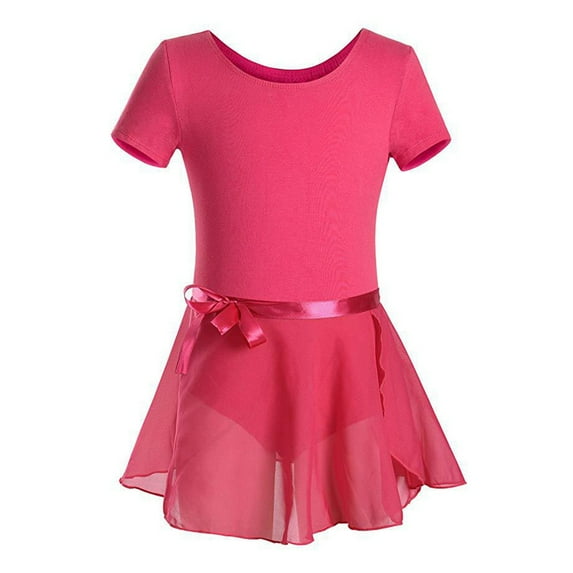Girls Ballet Dance Dress Leotards Ruffle Sleeve Shiny Ballet Tutu Skirt for 9-10Y