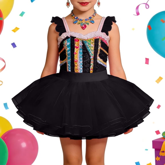 Girls Ballet Dance Performance Tutu Skirt Layered Flared Design for Toddler Youth Kids with Soft Elastic Waistband Party Wear