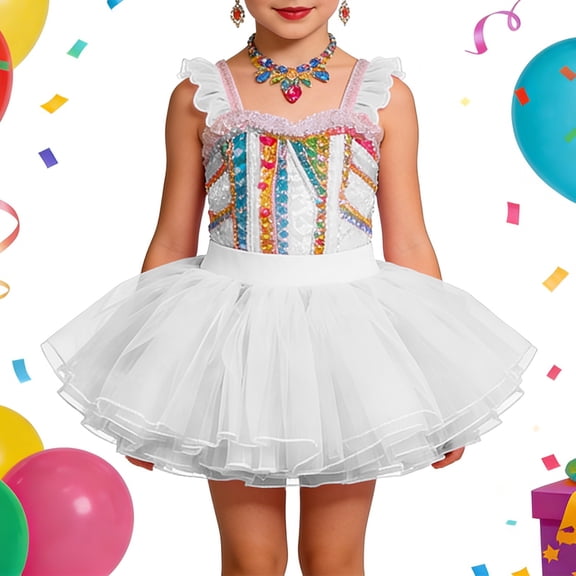 Girls Ballet Dance Performance Tutu Skirt Layered Flared Design for Toddler Youth Kids with Soft Elastic Waistband Party Wear