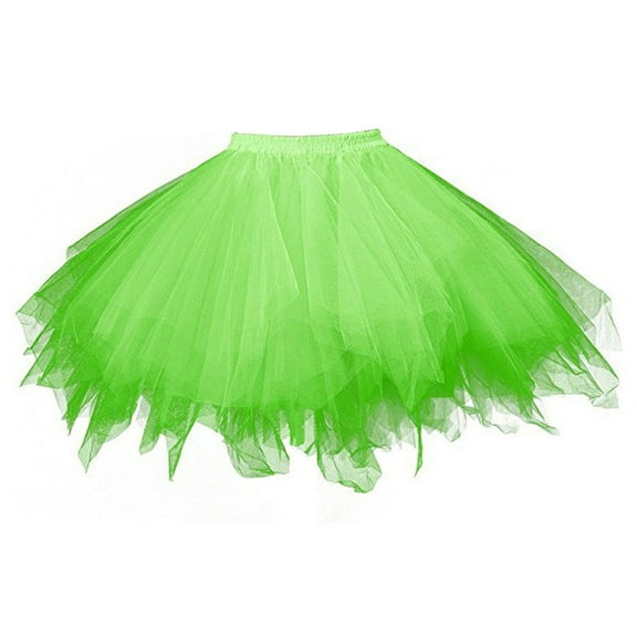 Girls Ballet Dance Tulle Skirts Princess Irregular Hem Fluffy Party Fairy Mesh Tutu Skirts Green, 3-8Y