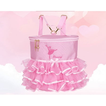 Girls Ballet Dancing Backpack Pink Princess Lovely Bag Tiered Ruffled Mesh Bag Backpack with Adjustable Strap - Metal Clasp