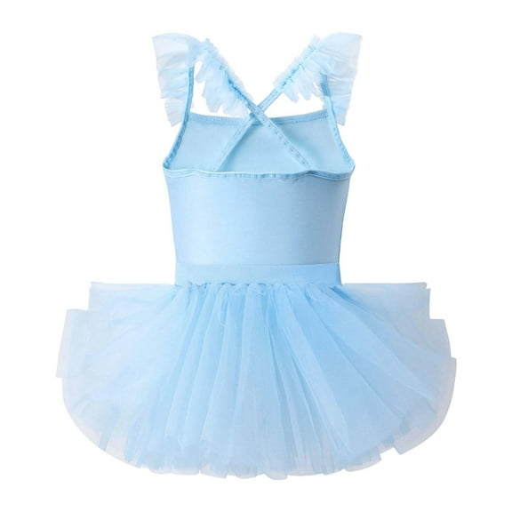 Girls Ballet Dress 2 Piece Set Toddler Dance Costume For Dances Leotard Tutu Outfit Wear Casual Girls Dresses Blue 110