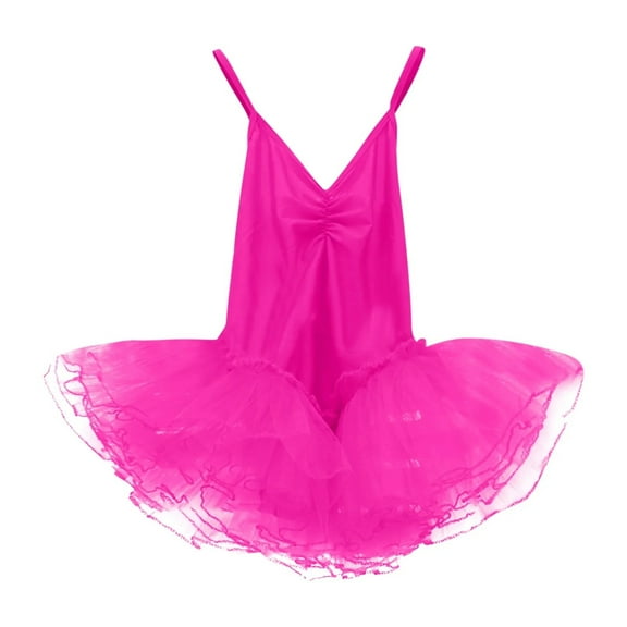 Girls Ballet Dress Swimsuit For Dancing Camisole Mesh Splicing Leotard Dance Tutu Princess Dress