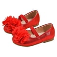 thumbnail image 1 of Girls Ballet Flat Dress Shoes Elastic Band Flower Mary Jane Wedding Party Shoes Solid Color Casual School Shoes Red 12 Little Kid, 1 of 6