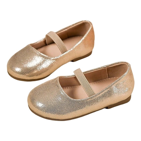 Girls Ballet Flat Dress Shoes Elastic Band Mary Jane Wedding Party Shoes Solid Color Casual School Shoes Gold 13 Little Kid