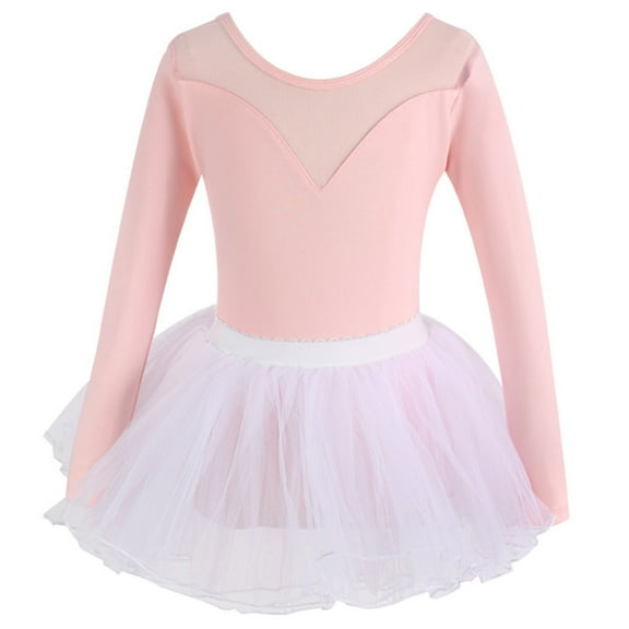 Girls Ballet Leotard Long Sleeve Gymnastics Dress Mesh Backless Jumpsuit Stretchy Dancewear for Kids Tutu Outfit Girls Ballet Leotard