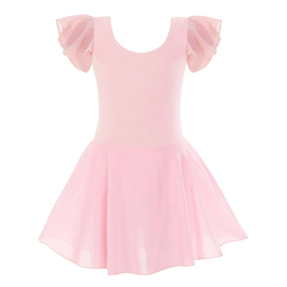Girls Ballet Leotard Size 9-10 Years Old Kids Pink Ruffle Sleeve Dancewear for Dance Practice