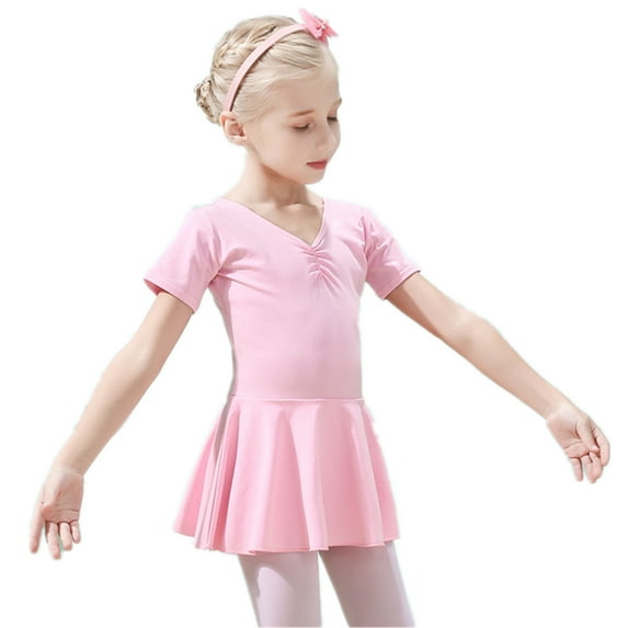 Girls Ballet Leotards Short Sleeve Back Bowknot Dance Leotards for Gymnastics