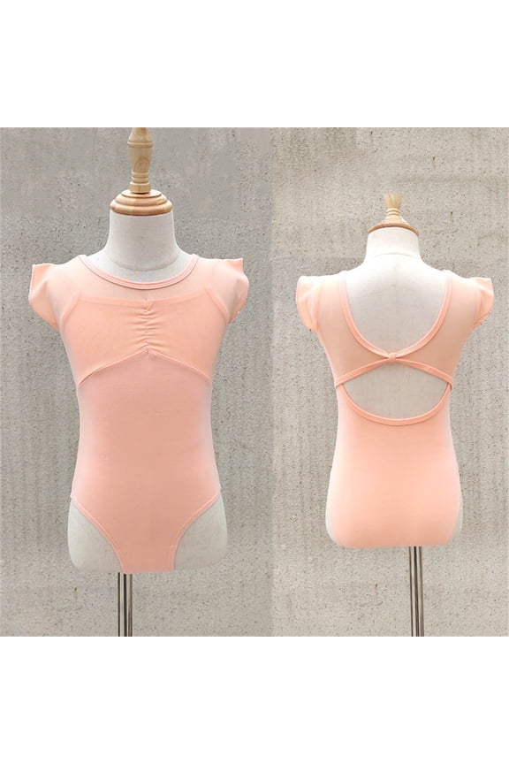 Girls Ballet Leotards Size 2-15 One-Piece Short Sleeve Bodysuits Toddlers Teens Solid Soft Stretchy Slim-Fit Dance Jumpsuits 2025