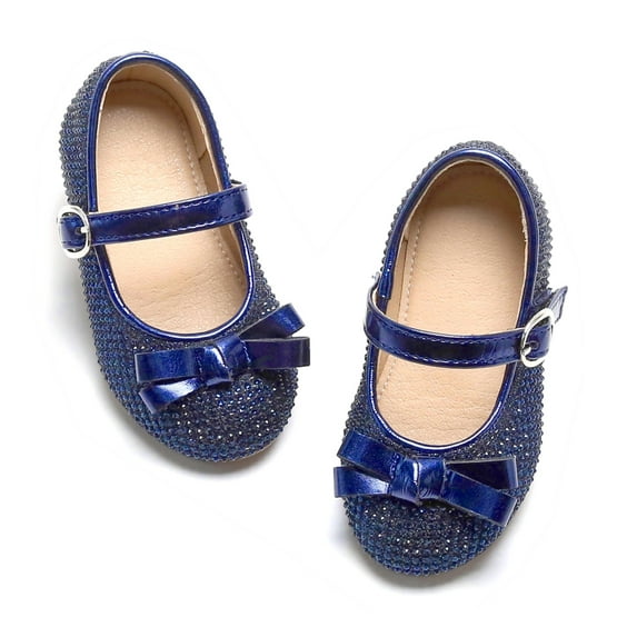 Girls Ballet Mary Jane Flats Toddler Kids Flower Girls Party Dress Shoes(A2152 Navy/8M)