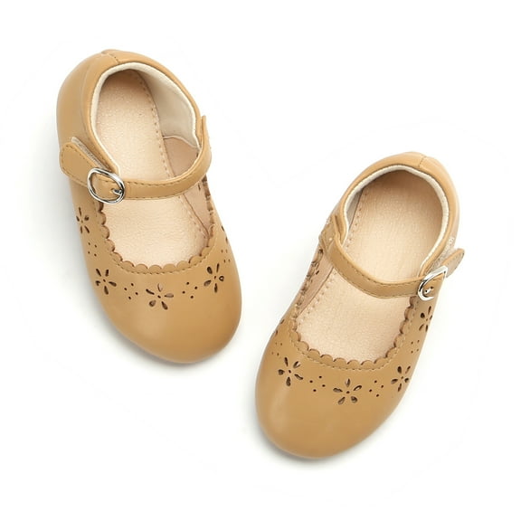 Girls Ballet Mary Jane Flats Toddler Kids Flower Girls Party Dress Shoes(AG209 Nude/11M)