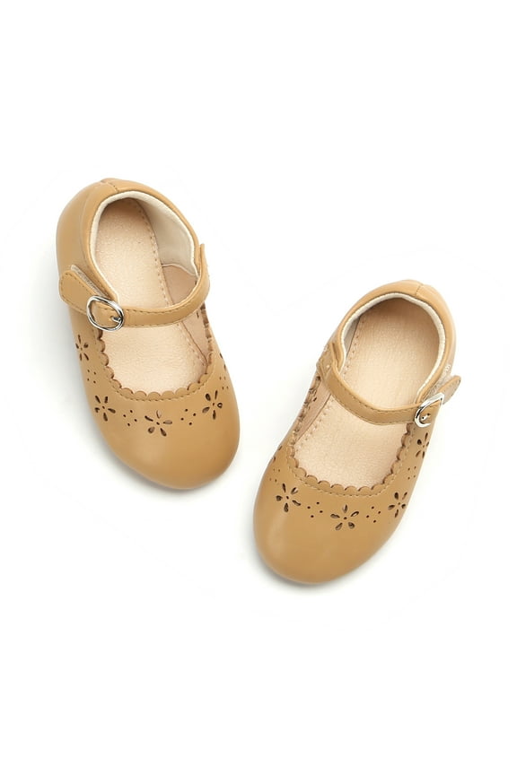 Girls Ballet Mary Jane Flats Toddler Kids Flower Girls Party Dress Shoes(AG209 Nude/11M)